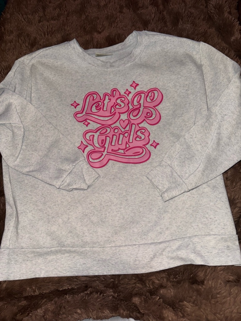 Bobbie Brooks Gray Sweatshirt with Pink "Let's Go Girls" Graphic
